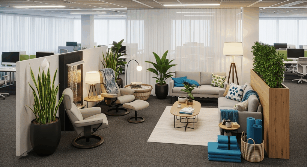 Image d'un espace de détente moderne dans un bureau