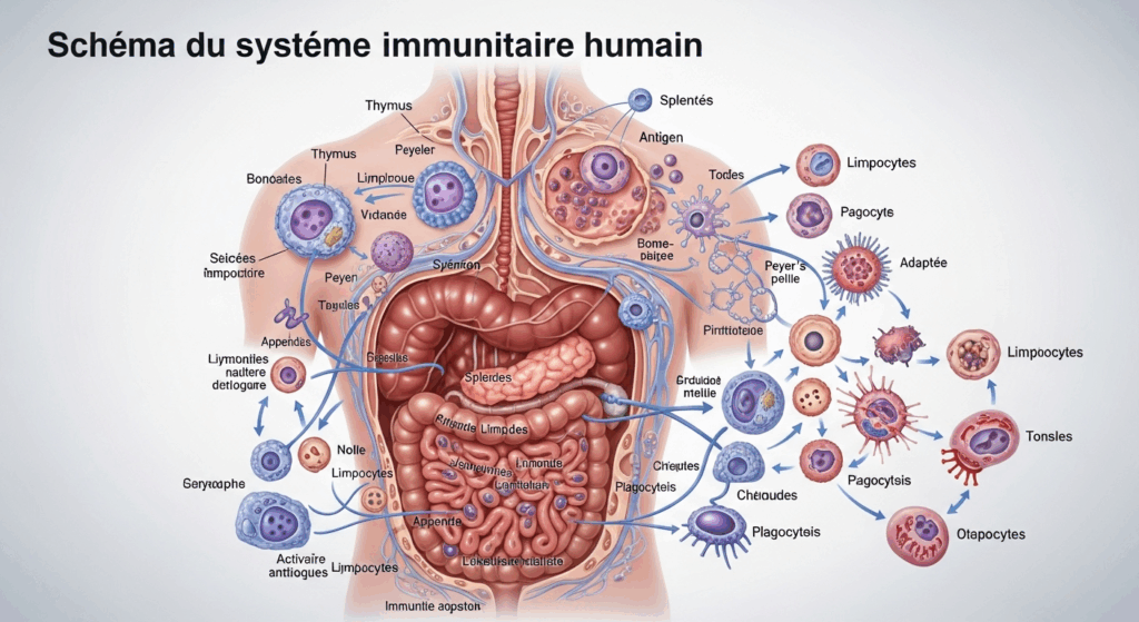 Schéma du système immunitaire humain