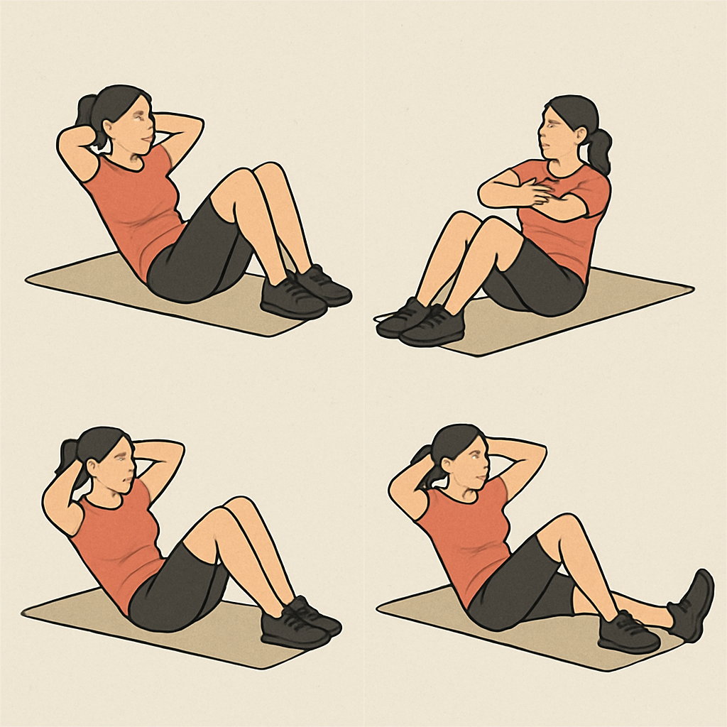 Personne effectuant des crunchs avec des variantes