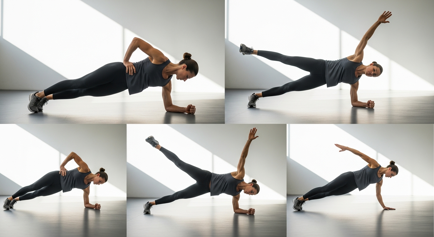 Personne en position de planche avec variantes